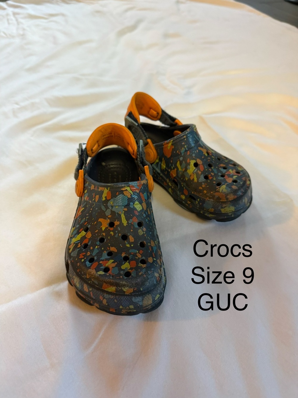 CROCS Kids' Multi-Splatter Clog with Orange Strap